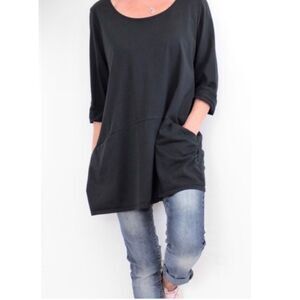 PureJill Curved-Seam Tunic Small Pima Cotton 100% sz Small minimalist natural fi